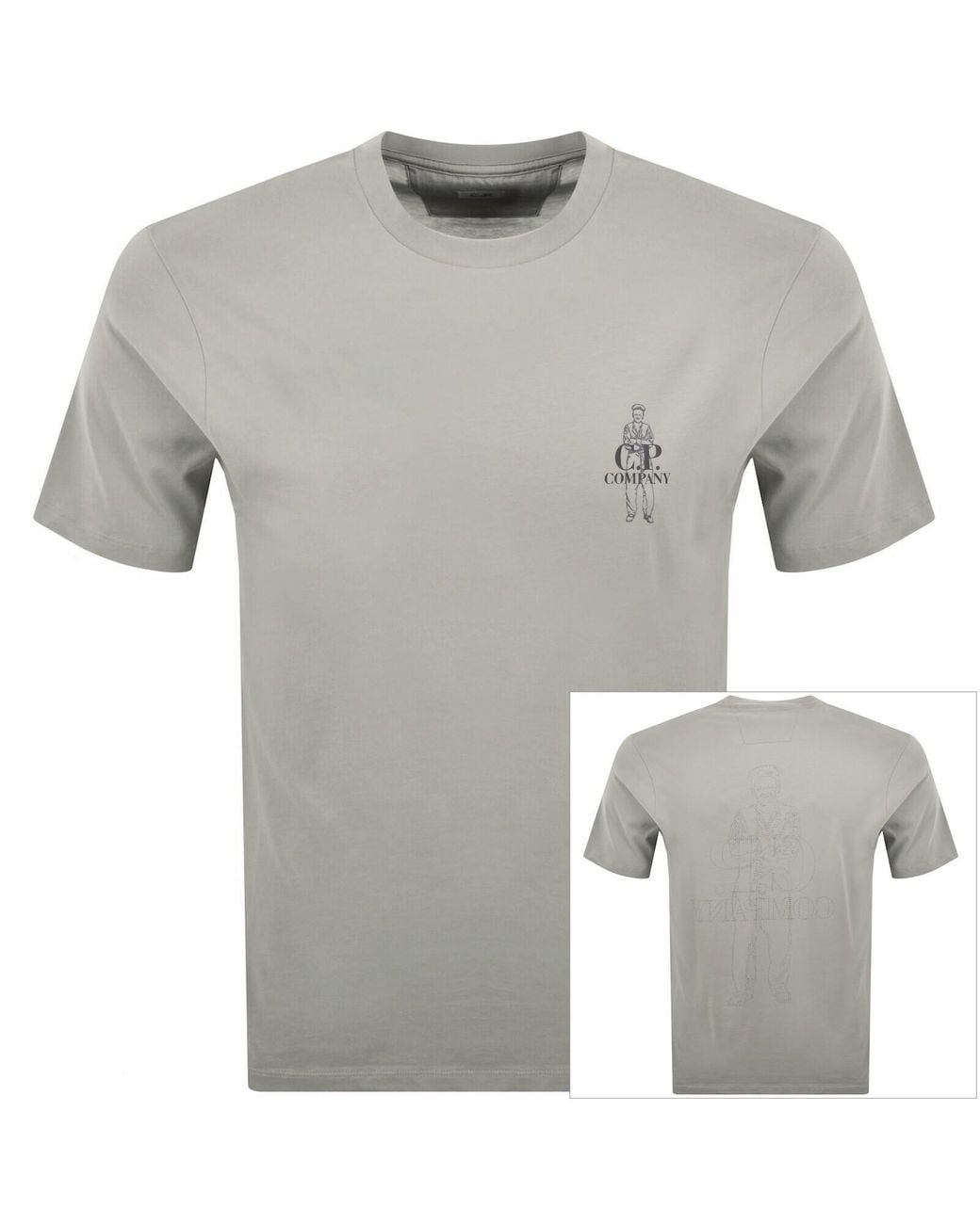C P Company Gray Cp Company Comfort Logo T Shirt Flint for men