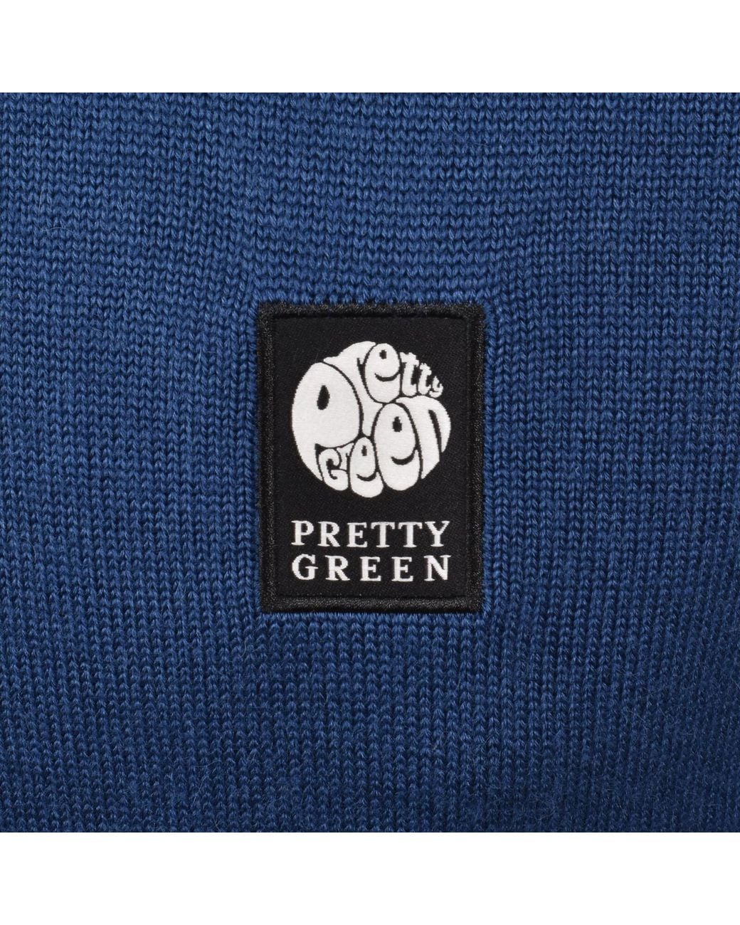 Pretty Green Blue Merino Quarter Zip Knit Jumper for men