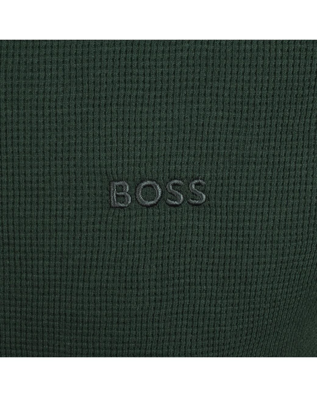 BOSS BUSINESS Green Boss Waffle T Shirt Dark for men