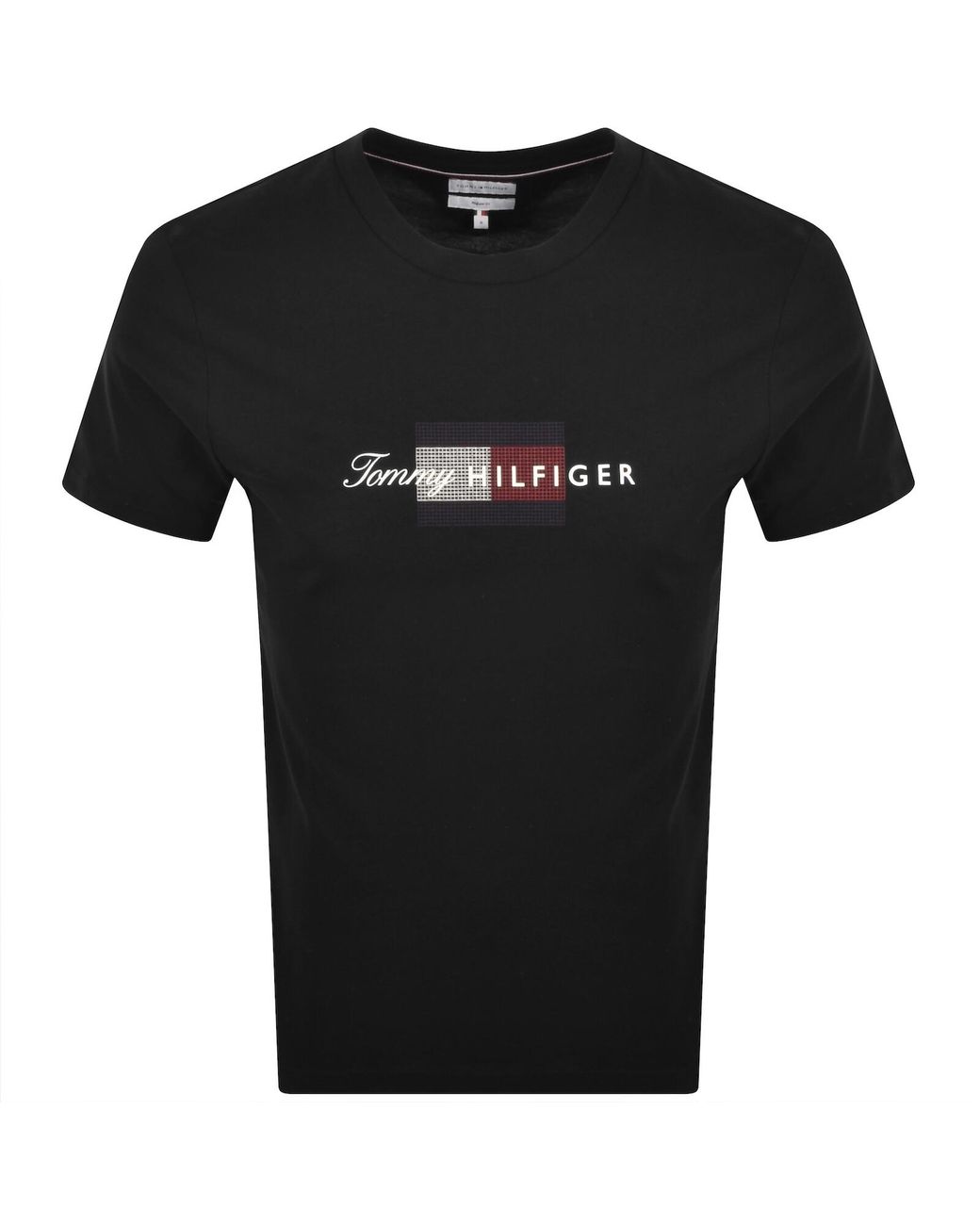 Tommy Hilfiger Black Script Flag T Shirt for men