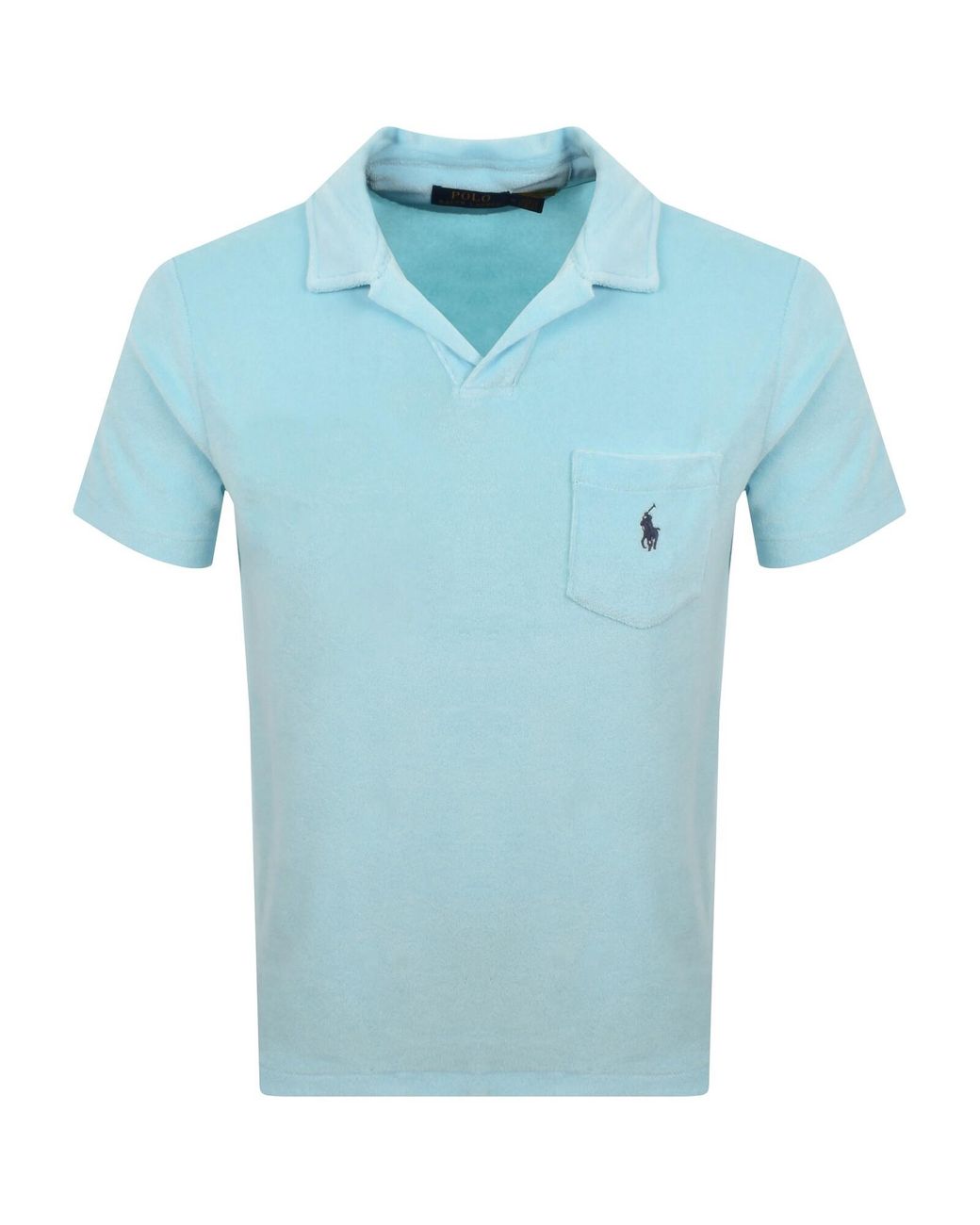 Ralph Lauren Blue Towelling Polo T Shirt Aqua for men