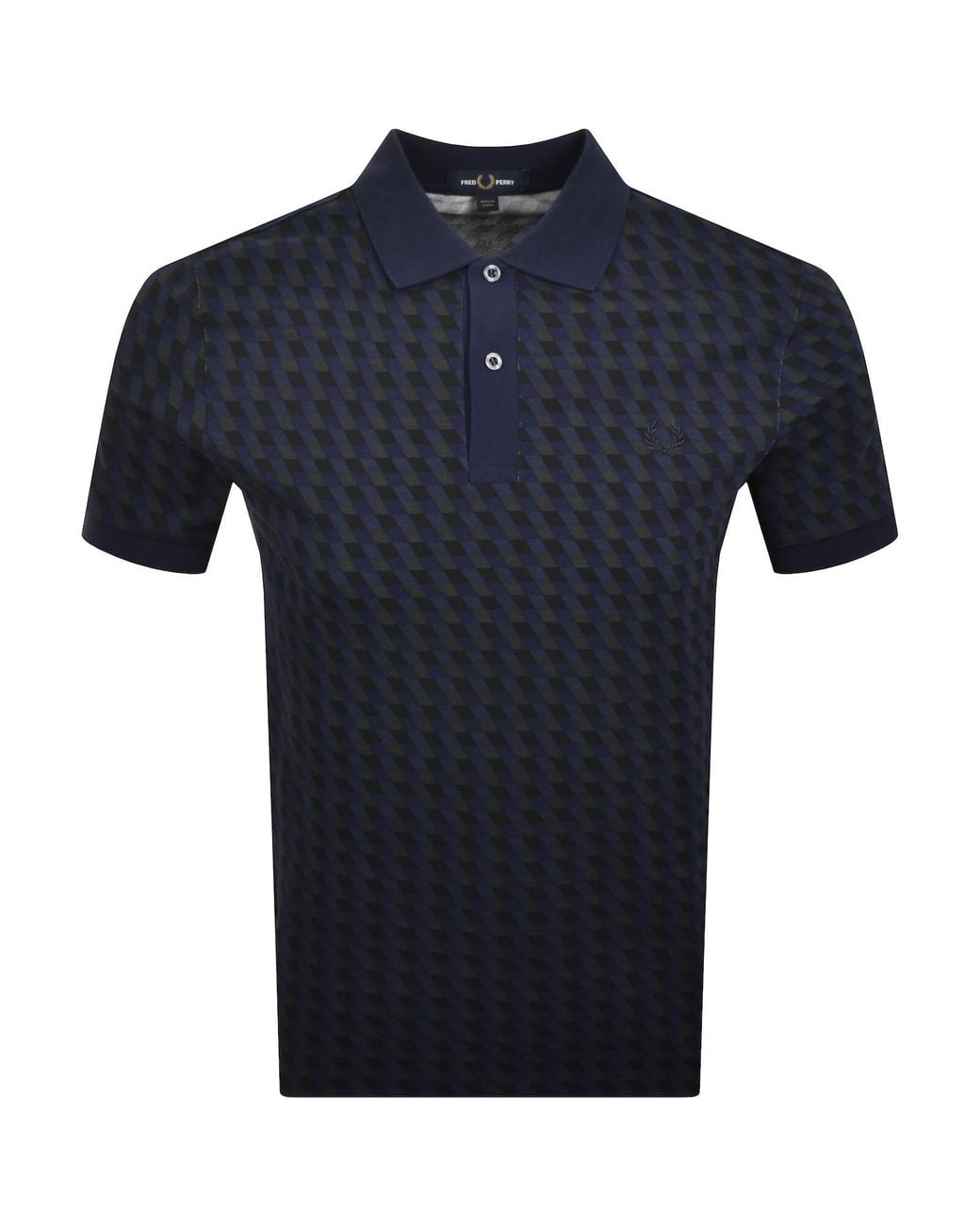 Fred Perry Blue Geometric Print Polo T Shirt for men