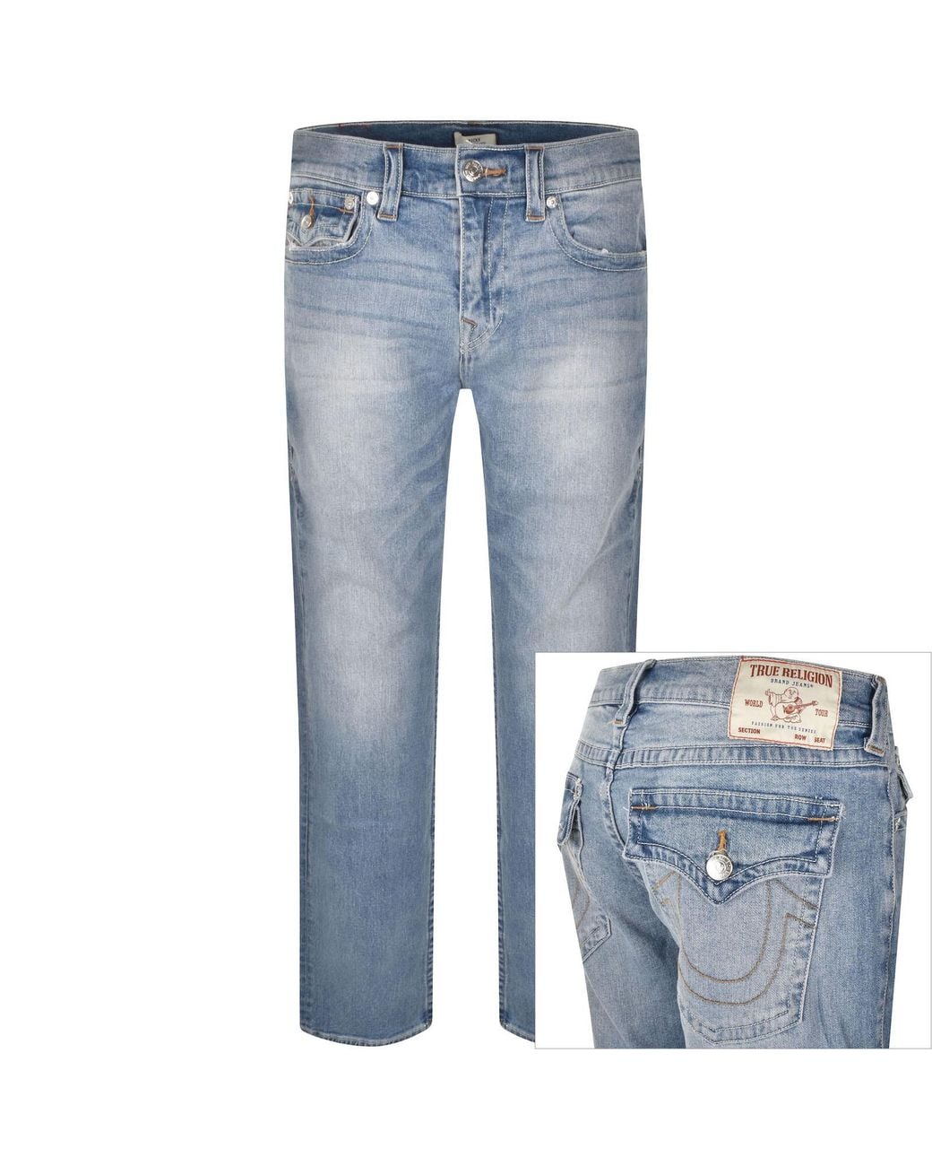 True Religion Blue Ricky Flap Jeans Mid Wash for men