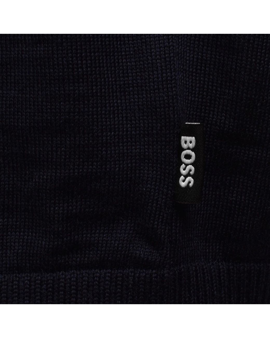 BOSS BUSINESS Blue Boss Short Sleeve Wool Jumper Dark for men