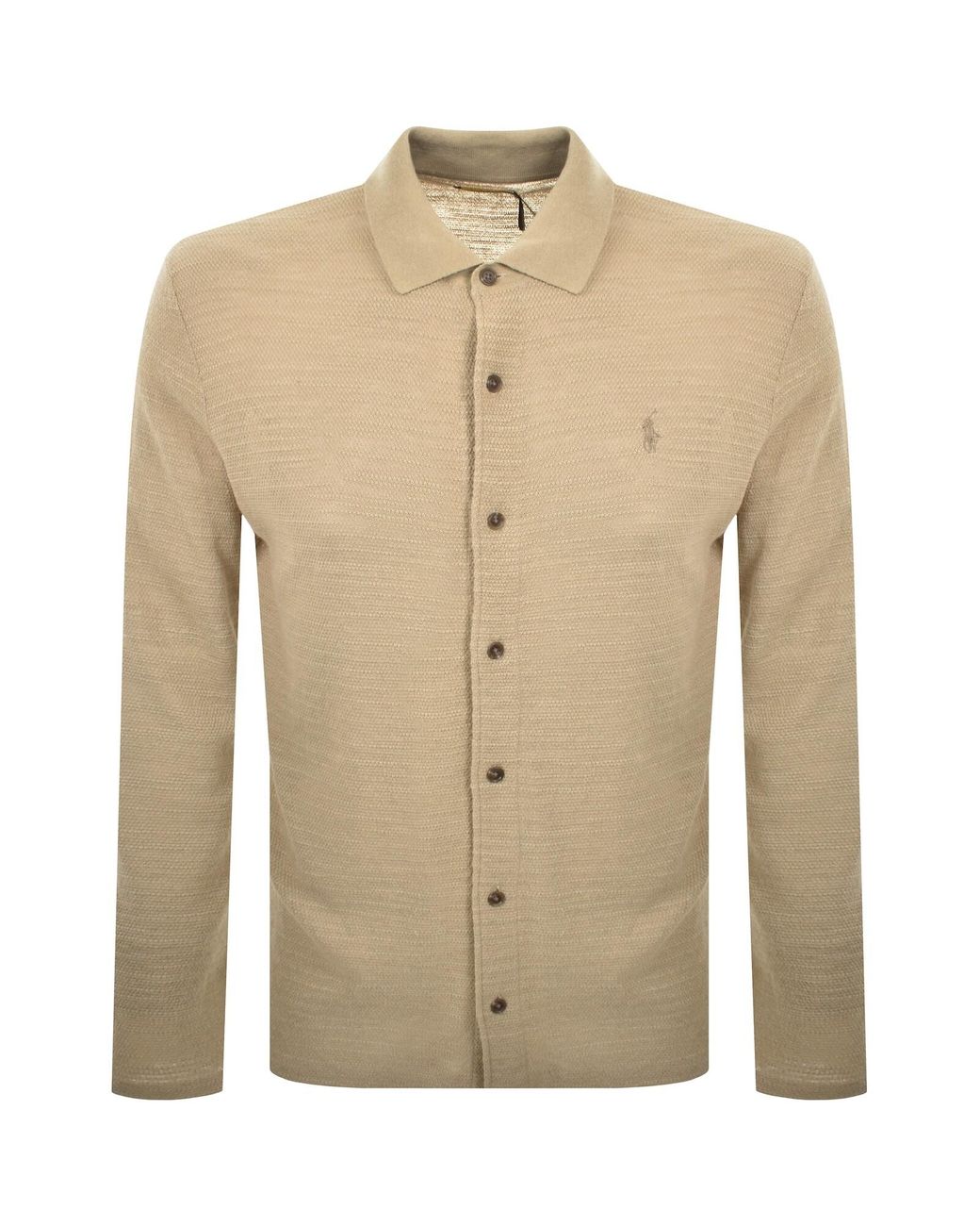 Ralph Lauren Long Sleeved Knit Polo in Natural for Men | Lyst