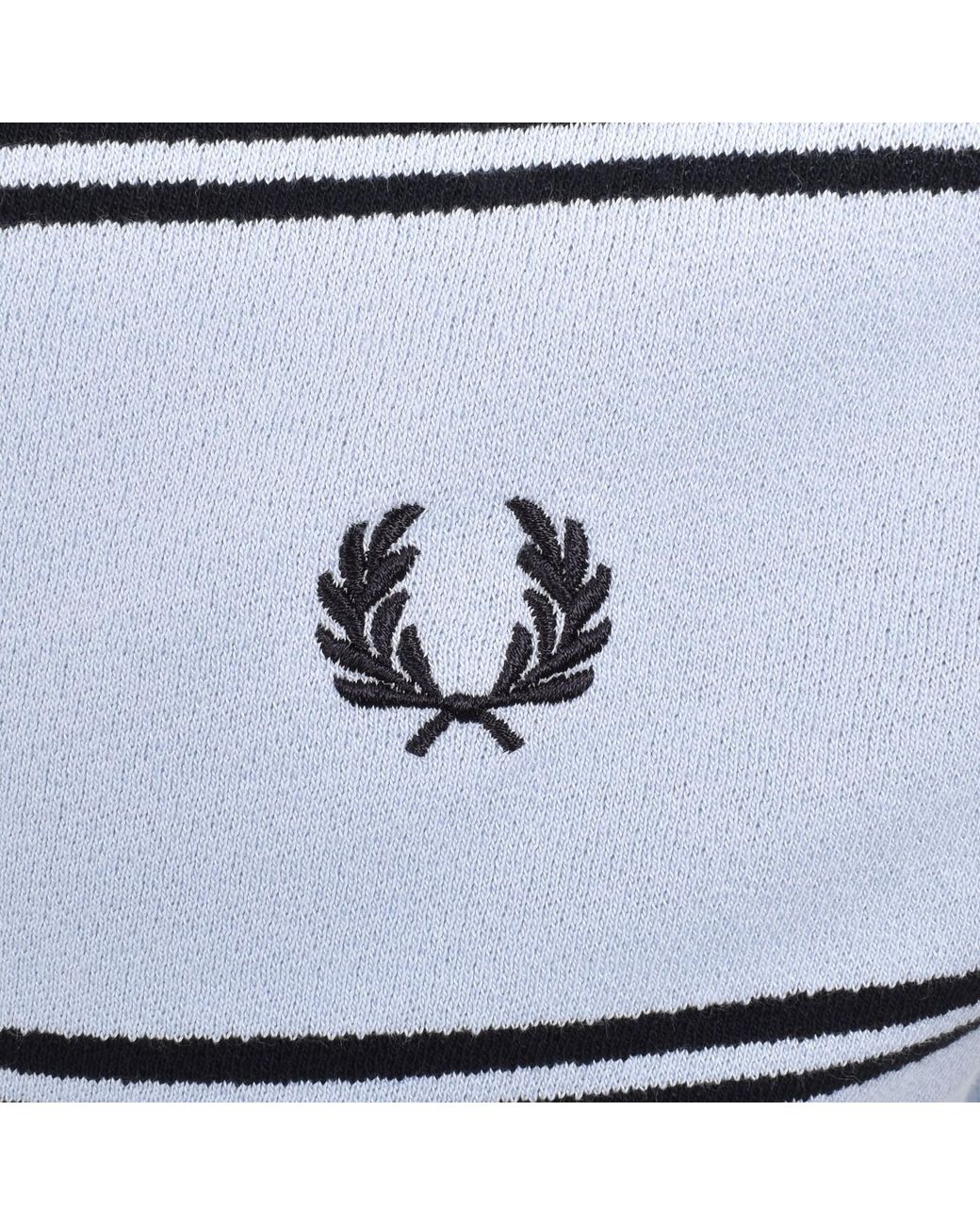 Fred Perry Blue Stripe Button Through Polo T Shirt for men