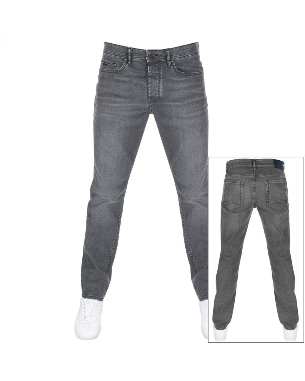 BOSS by HUGO BOSS Taber Tapered Fit Jeans Grey in Grey for Men | Lyst UK