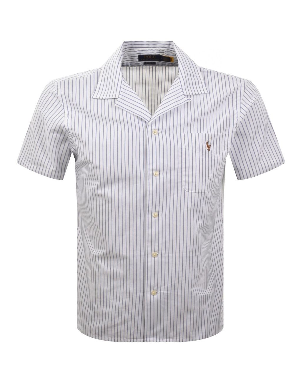 Ralph Lauren Blue Short Sleeve Stripe Shirt for men