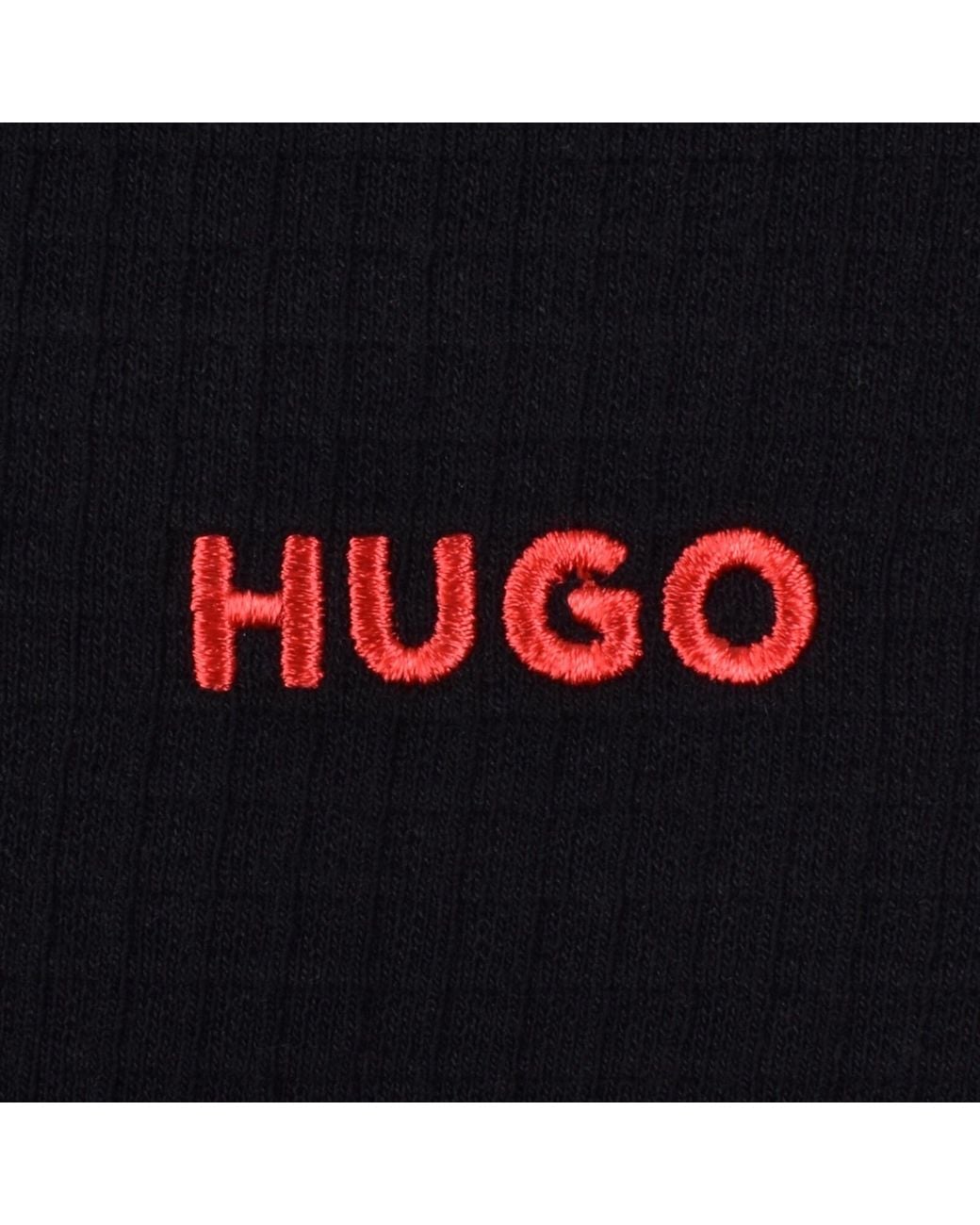 HUGO Black Austin Waffle T Shirt for men