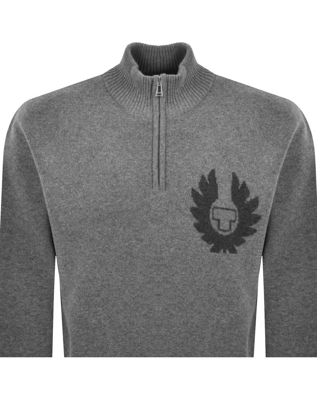 Belstaff Gray Graphic Knit Jumper for men