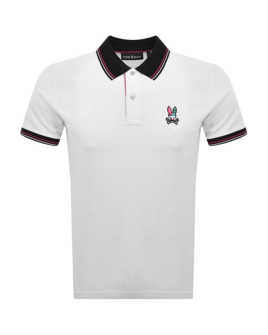 Psycho Bunny White Nate Pique Polo T Shirt for men