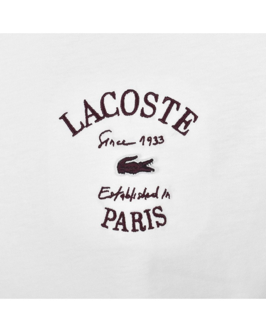 Lacoste White Classic Fit Paris T Shirt for men