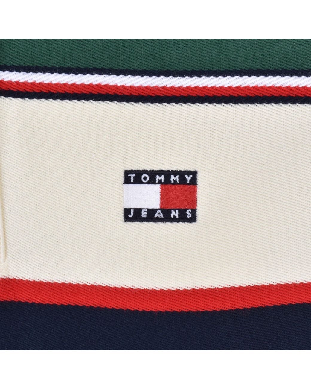 Tommy Hilfiger Green Varsity Stripe Rugby Polo Shirt for men