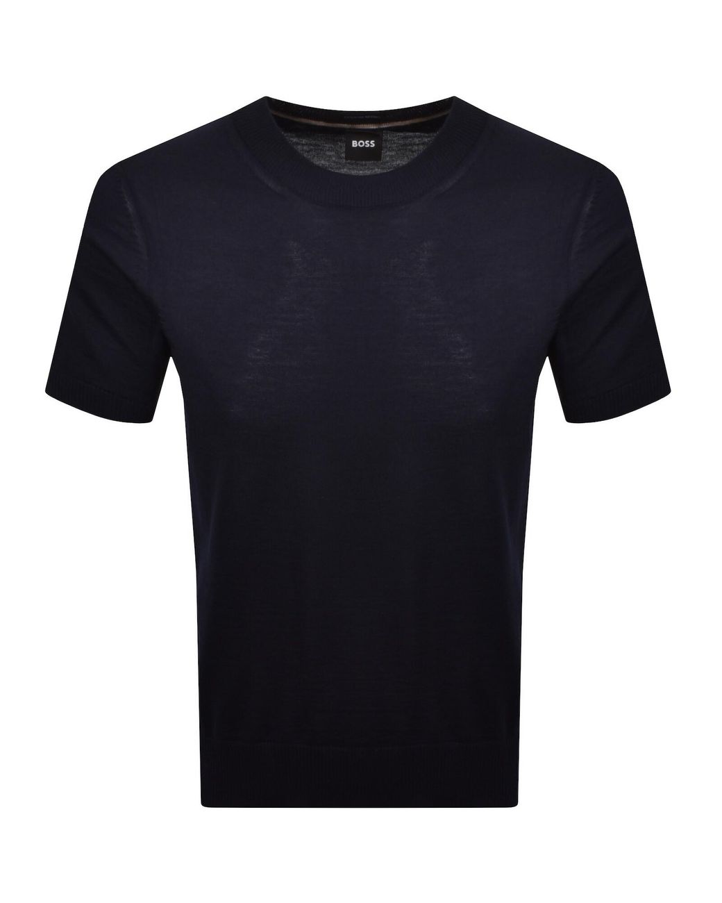 BOSS BUSINESS Blue Boss Short Sleeve Wool Jumper Dark for men