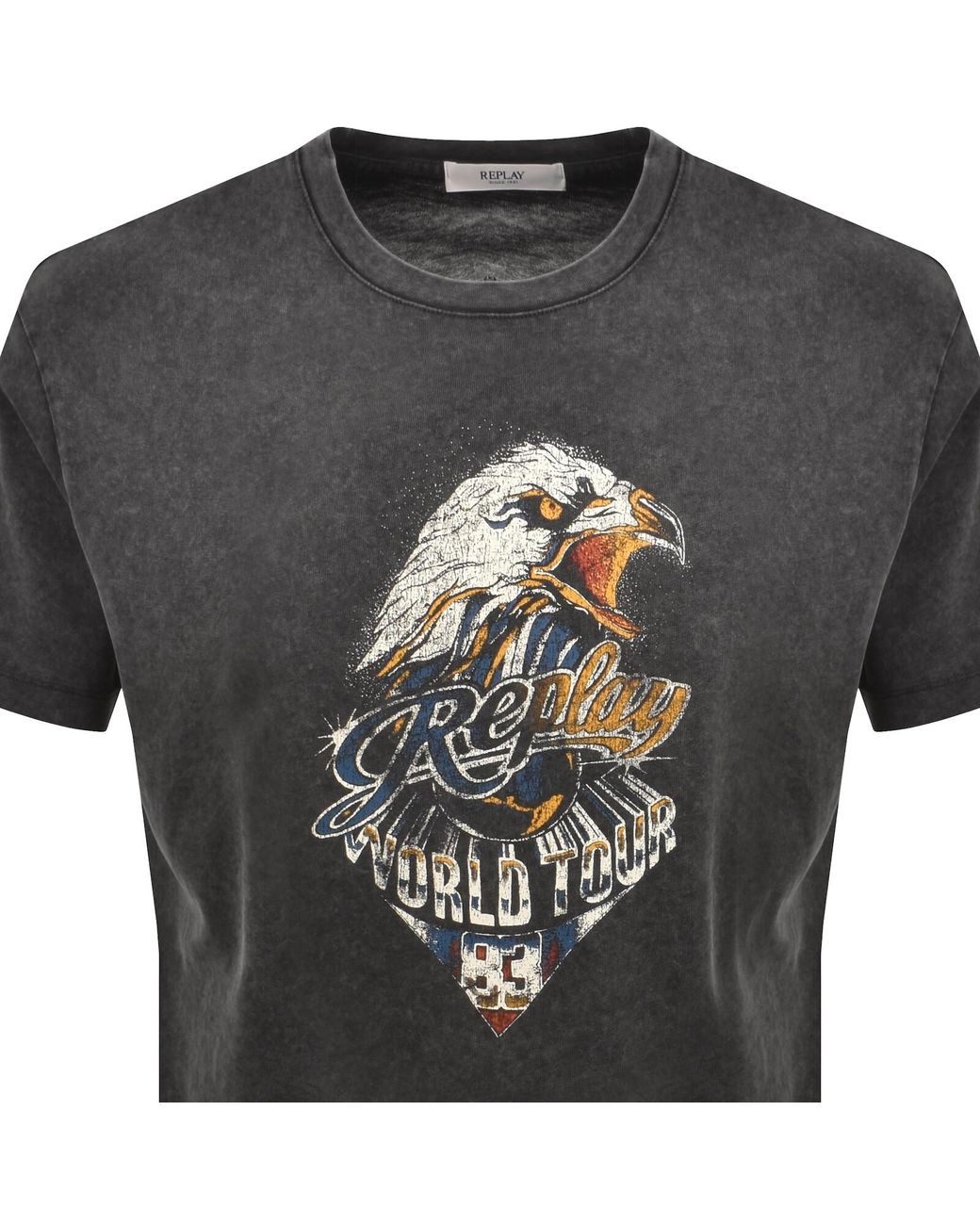 Replay Black Graphic T Shirt for men