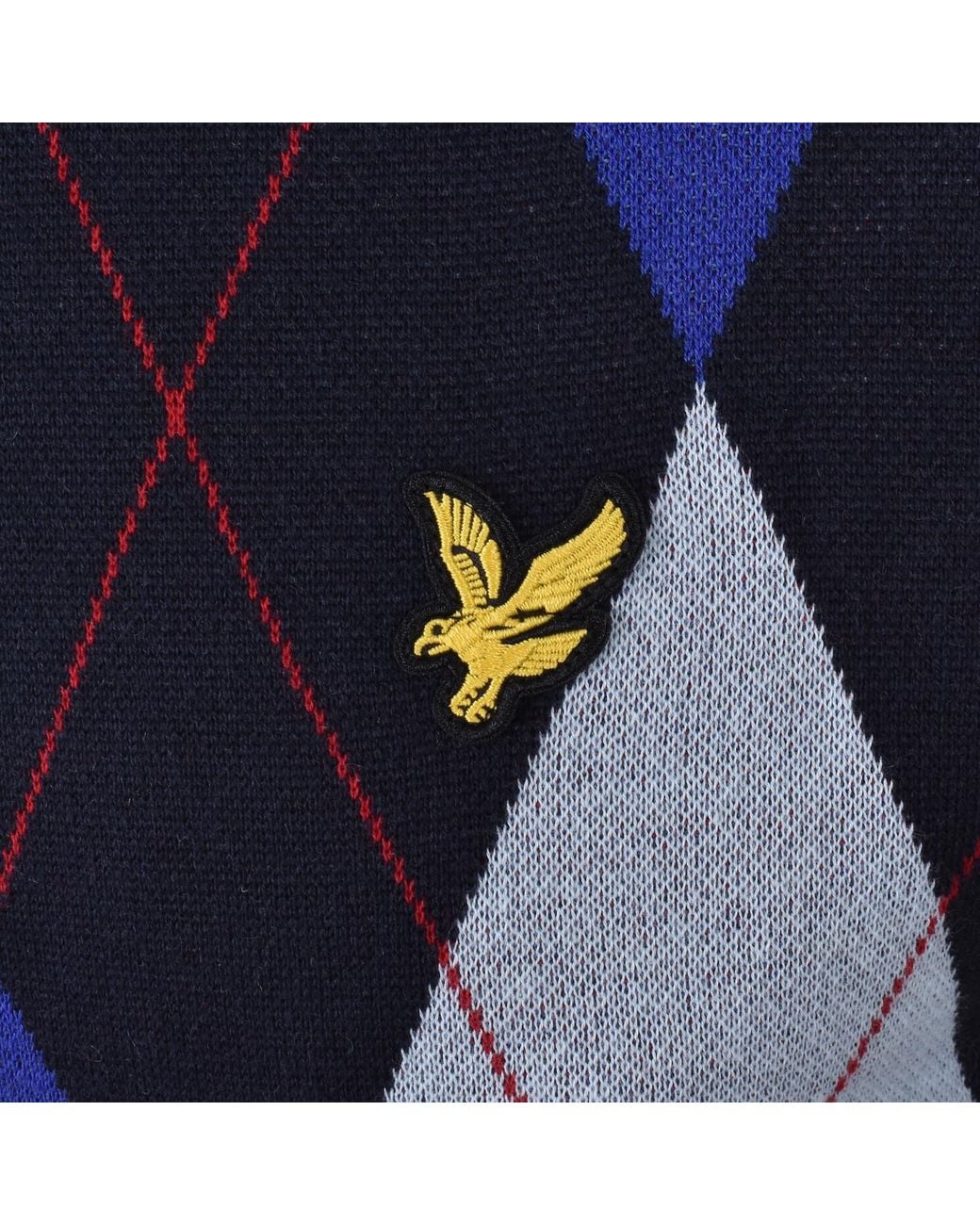 Lyle & Scott Blue Argyle Knitted Jumper for men