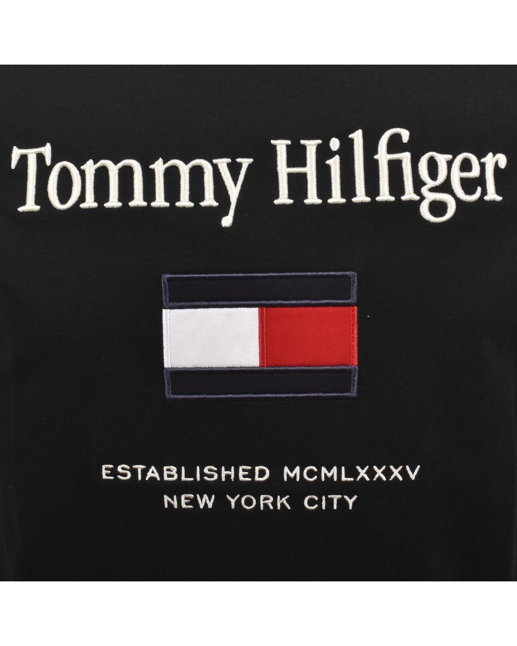 Tommy Hilfiger Black Embroidred Flag T Shirt for men