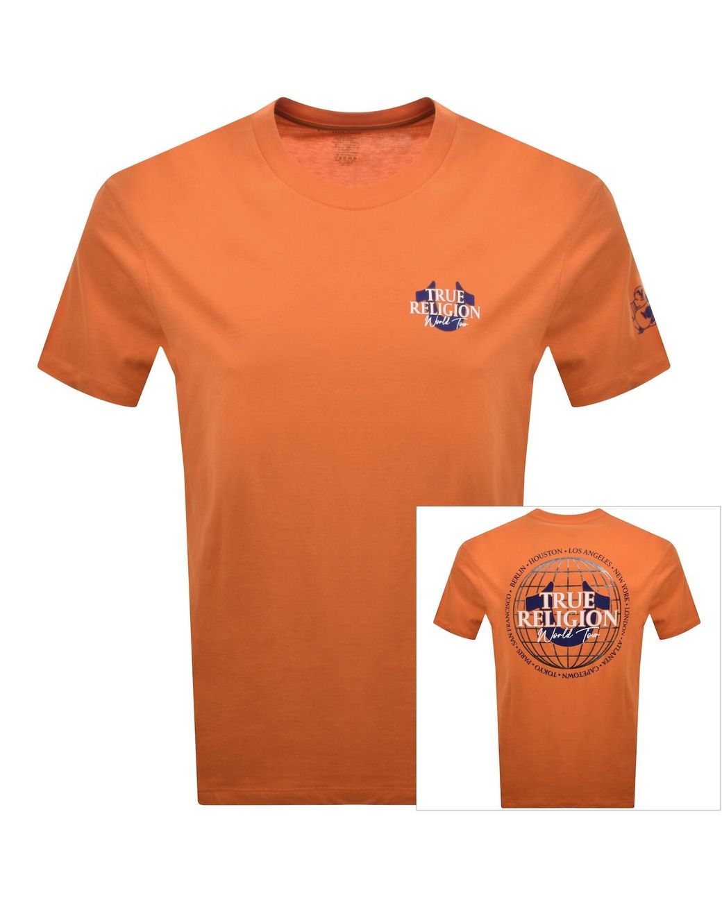 True Religion Orange World Tour T Shirt for men