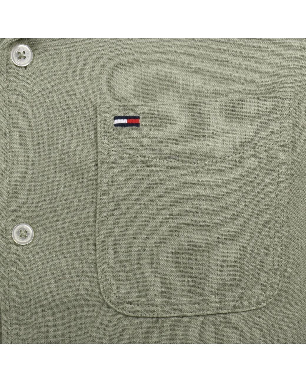 Tommy Hilfiger Green Linen Blend Shirt for men