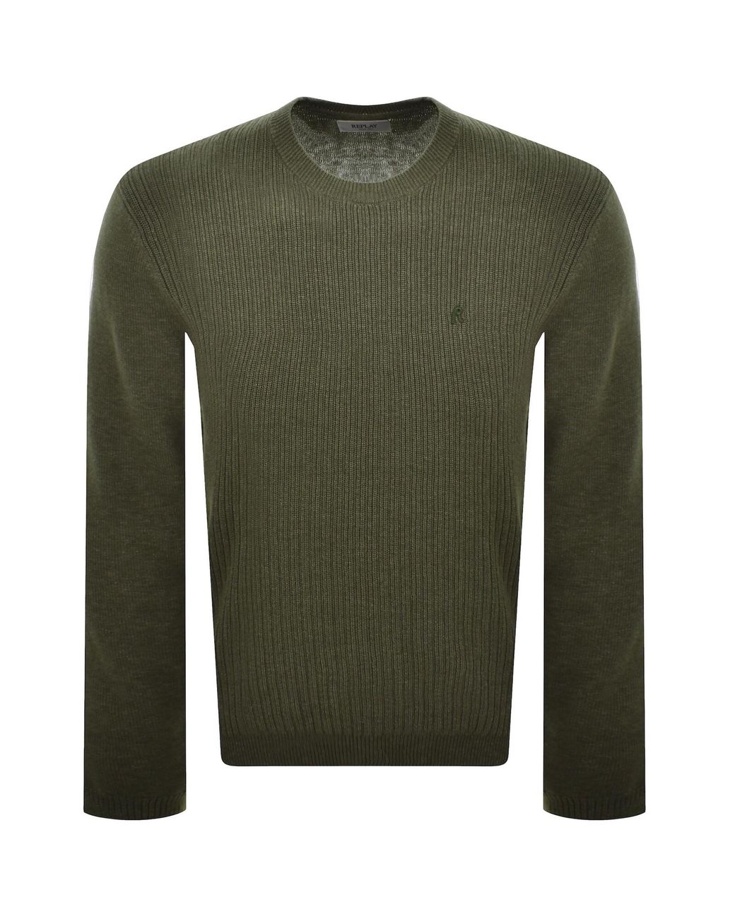Replay Green Crew Neck Knit Jumper for men