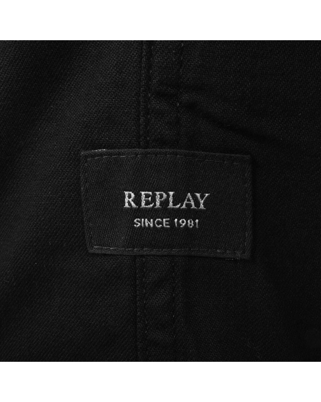 Replay Black Denim Look Long Sleeved Shirt for men