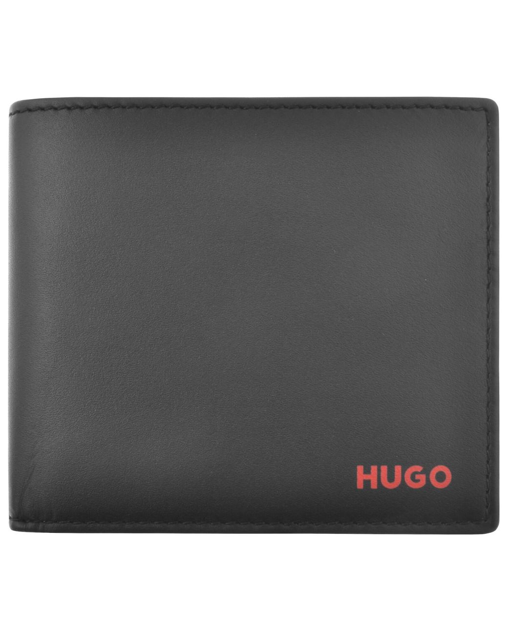 HUGO Black Tibby Folding Leather Wallet for men