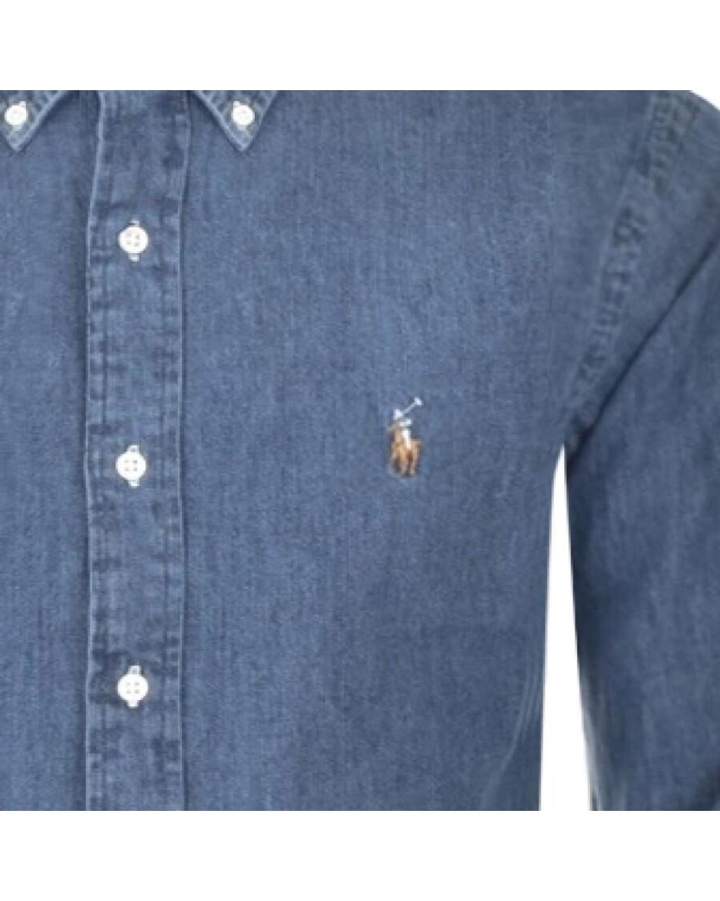 Ralph Lauren Blue Slim Fit Denim Shirt for men