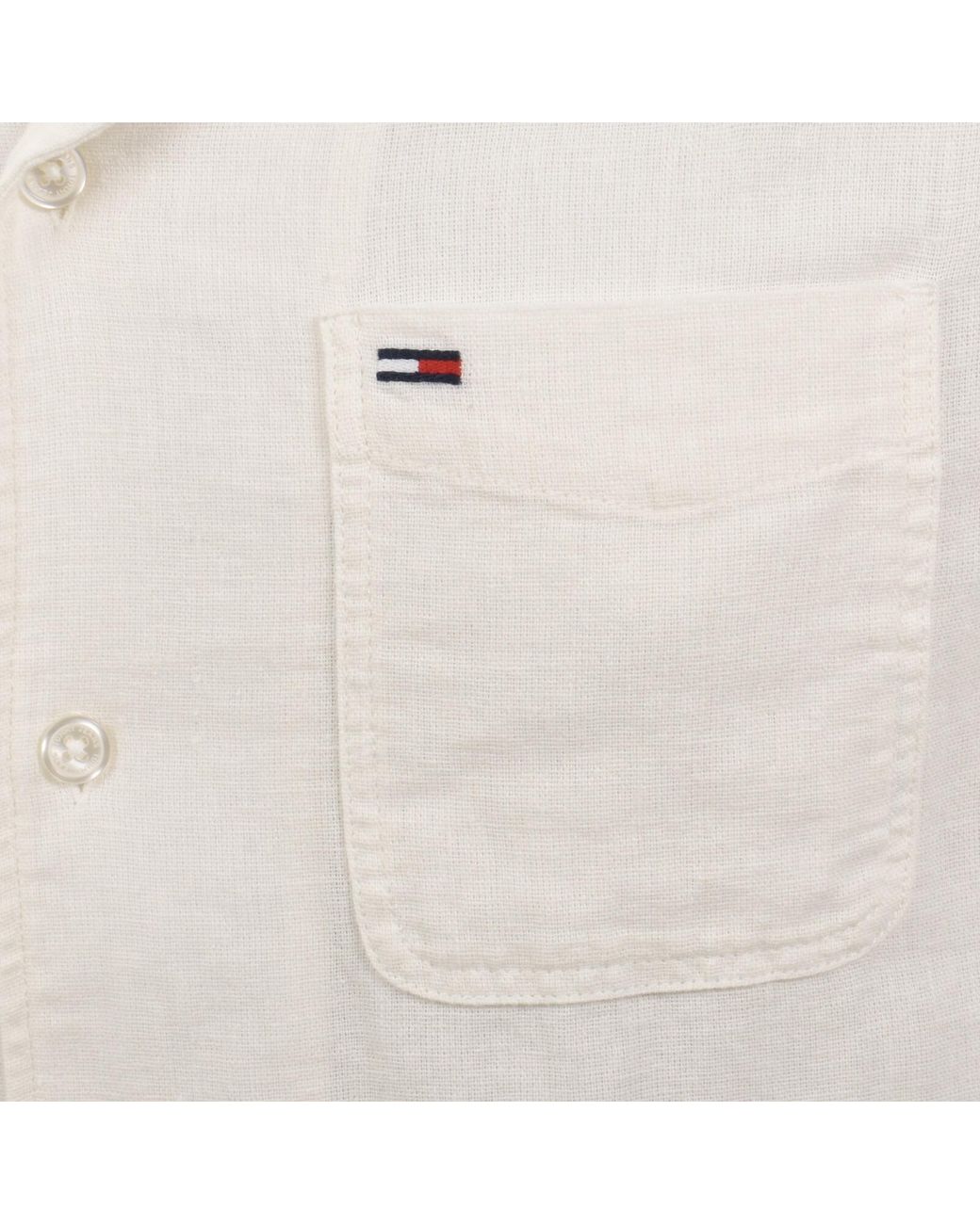 Tommy Hilfiger White Linen Blend Shirt for men