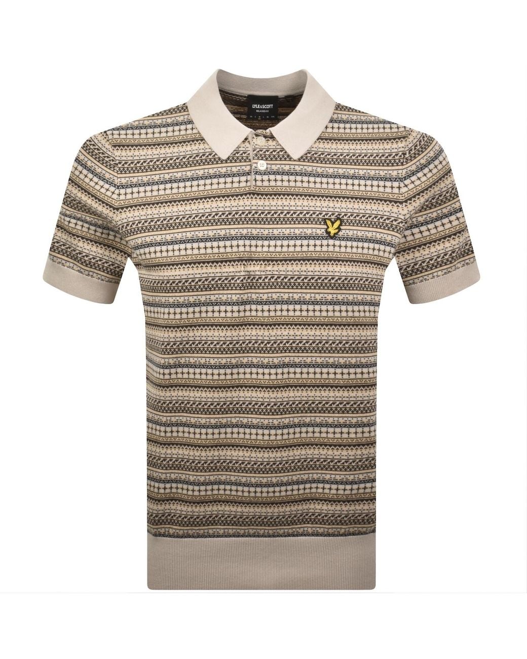 Lyle & Scott Gray Fairisle Knit Polo for men