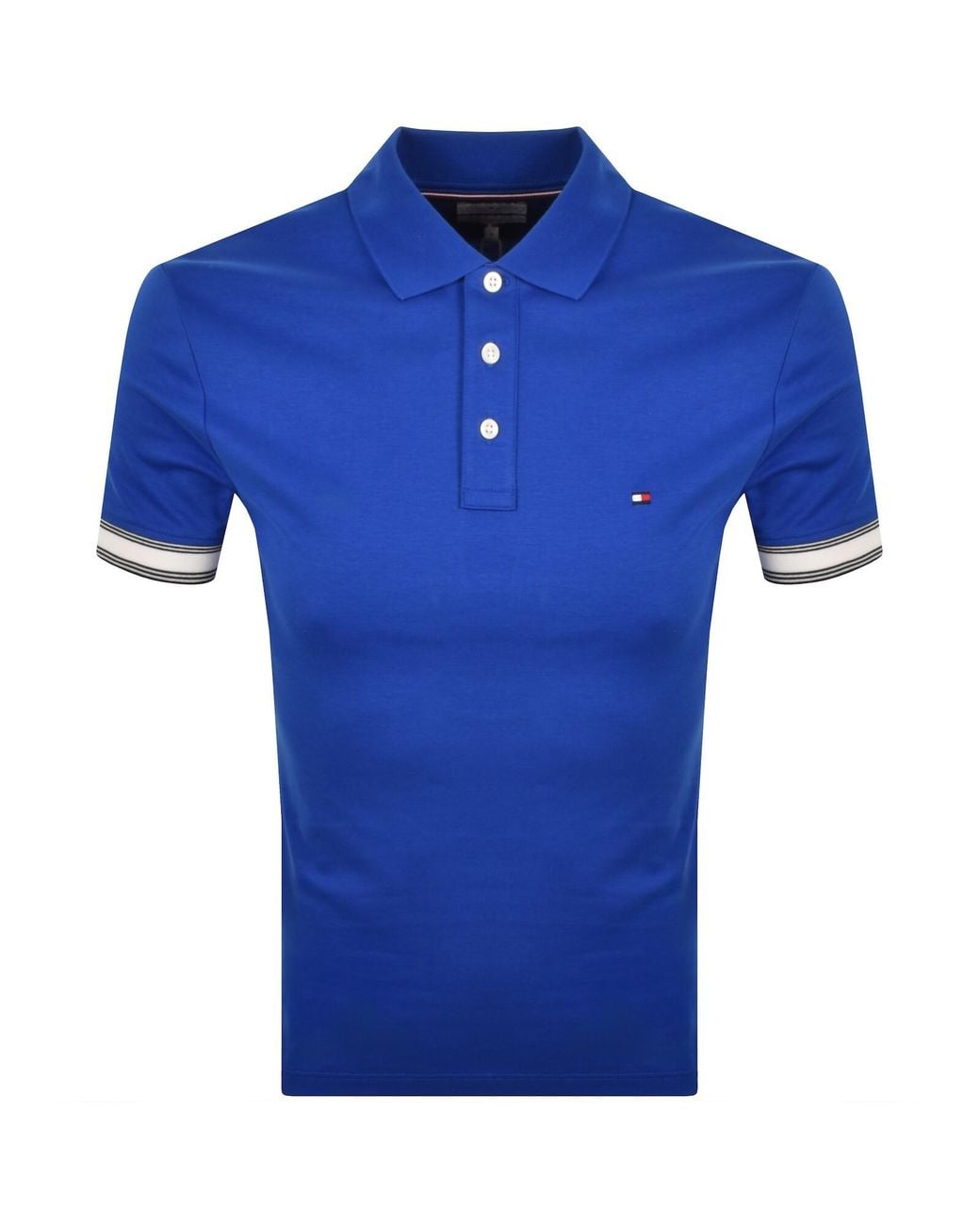 Tommy Hilfiger Blue Liquid Flag Cuff Polo Regal for men