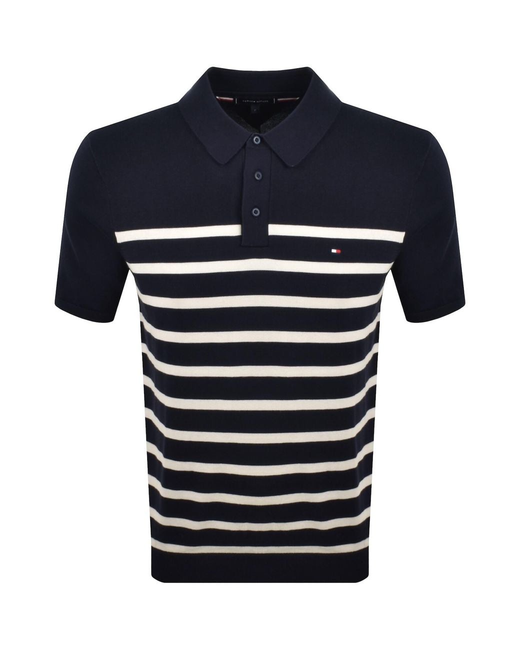 Tommy Hilfiger Blue Knit Striped Polo T Shirt for men