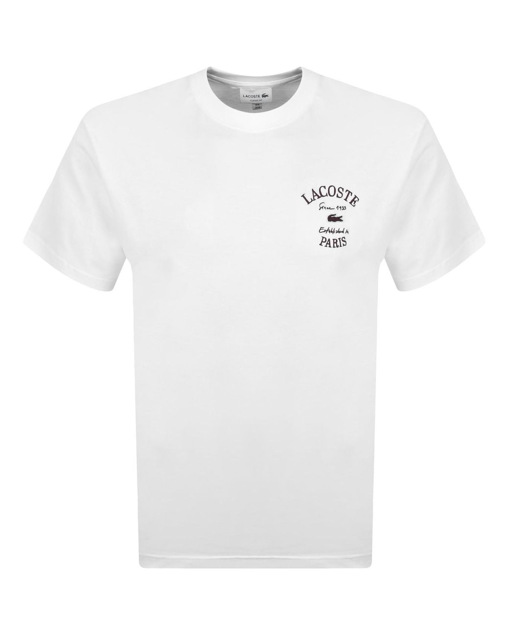 Lacoste White Classic Fit Paris T Shirt for men