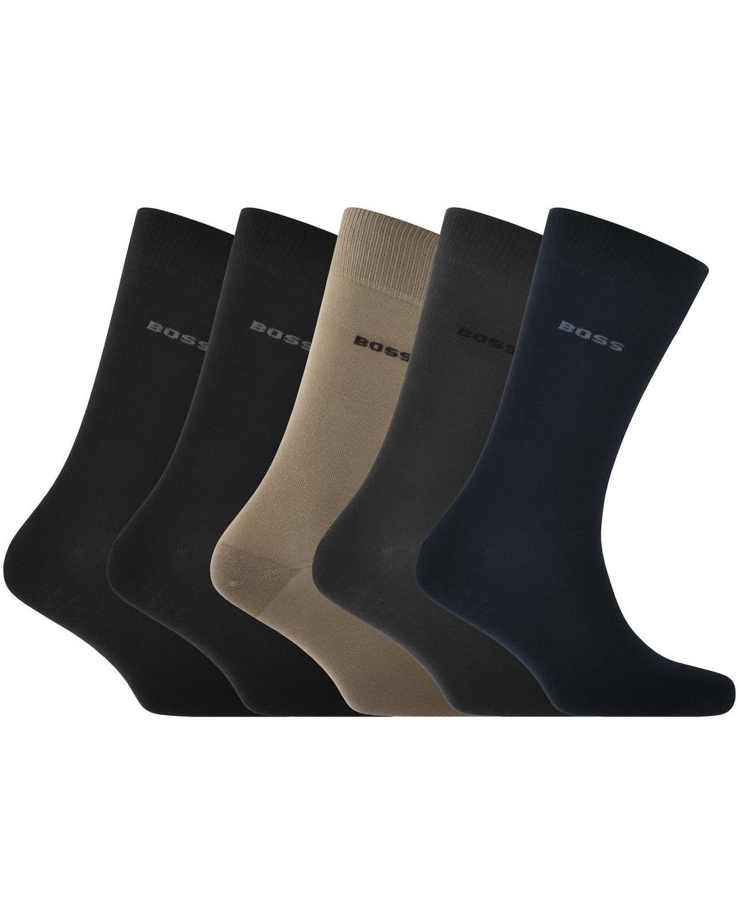 BOSS BUSINESS Black Boss 5 Pack Logo Crew Socks for men