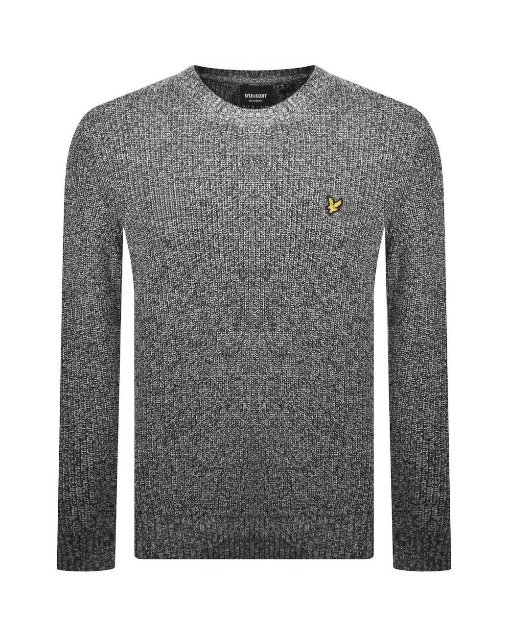 Lyle & Scott Gray Static Marl Knit Jumper for men