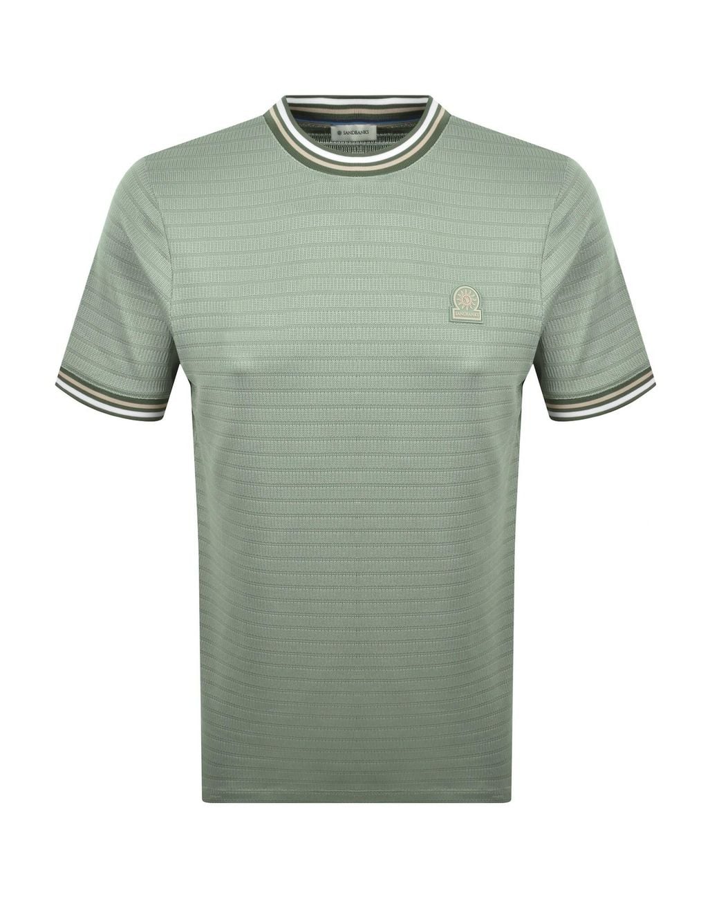 Sandbanks Green Textured Jacquard T Shirt for men