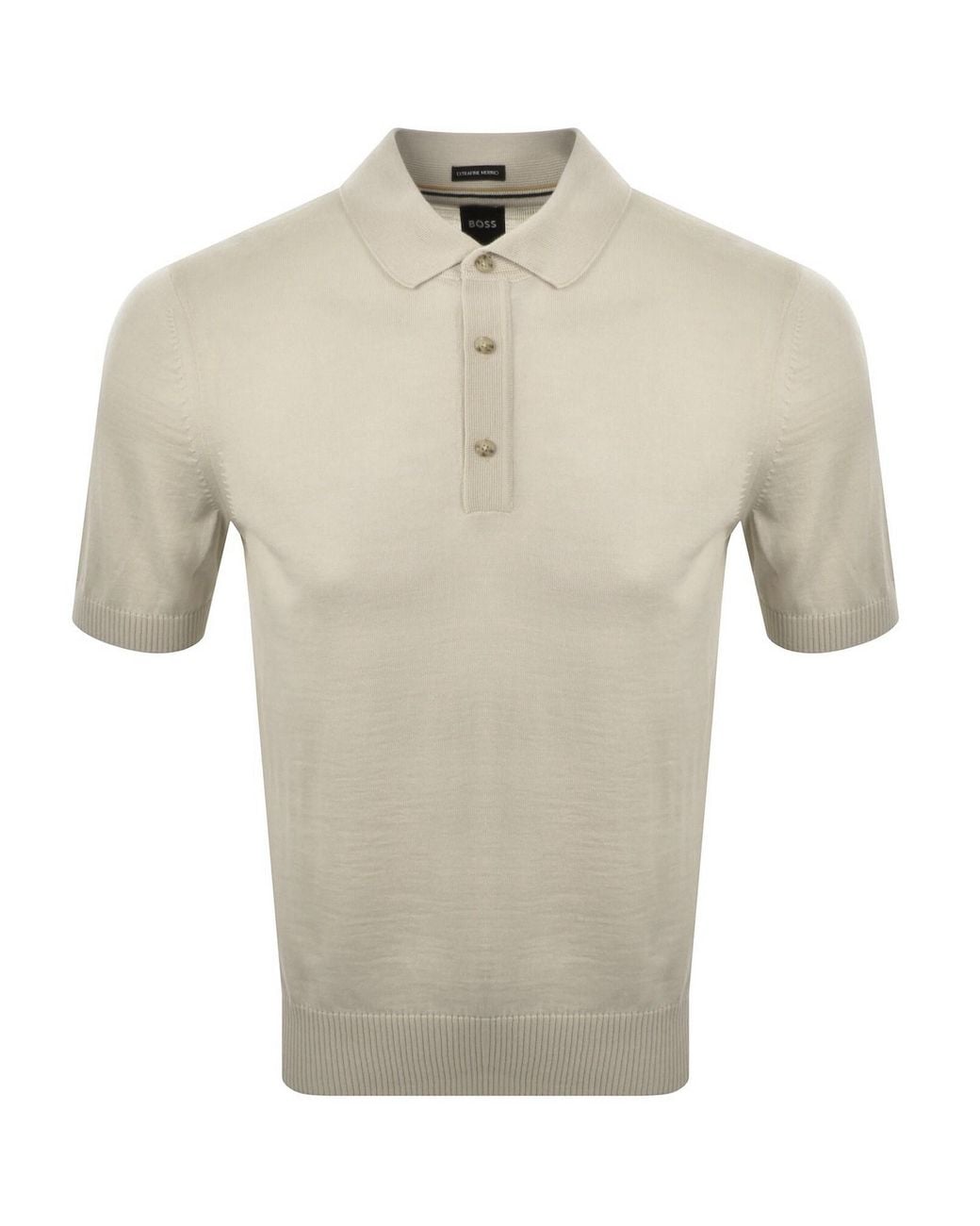 BOSS BUSINESS Natural Boss Extrafine Merino Wool Knit Polo for men