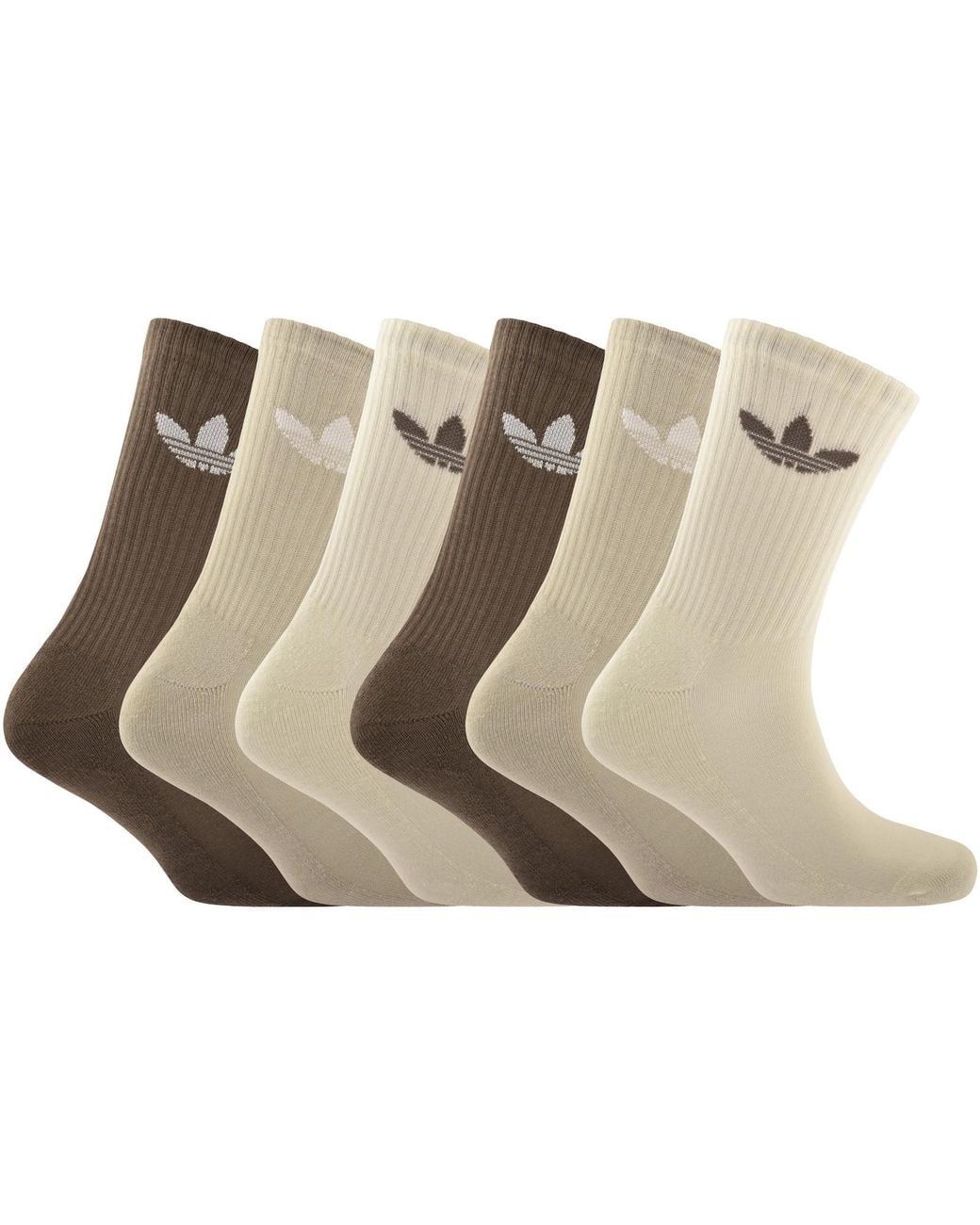 adidas Originals 6 Pack Crew Socks in Natural for Men | Lyst