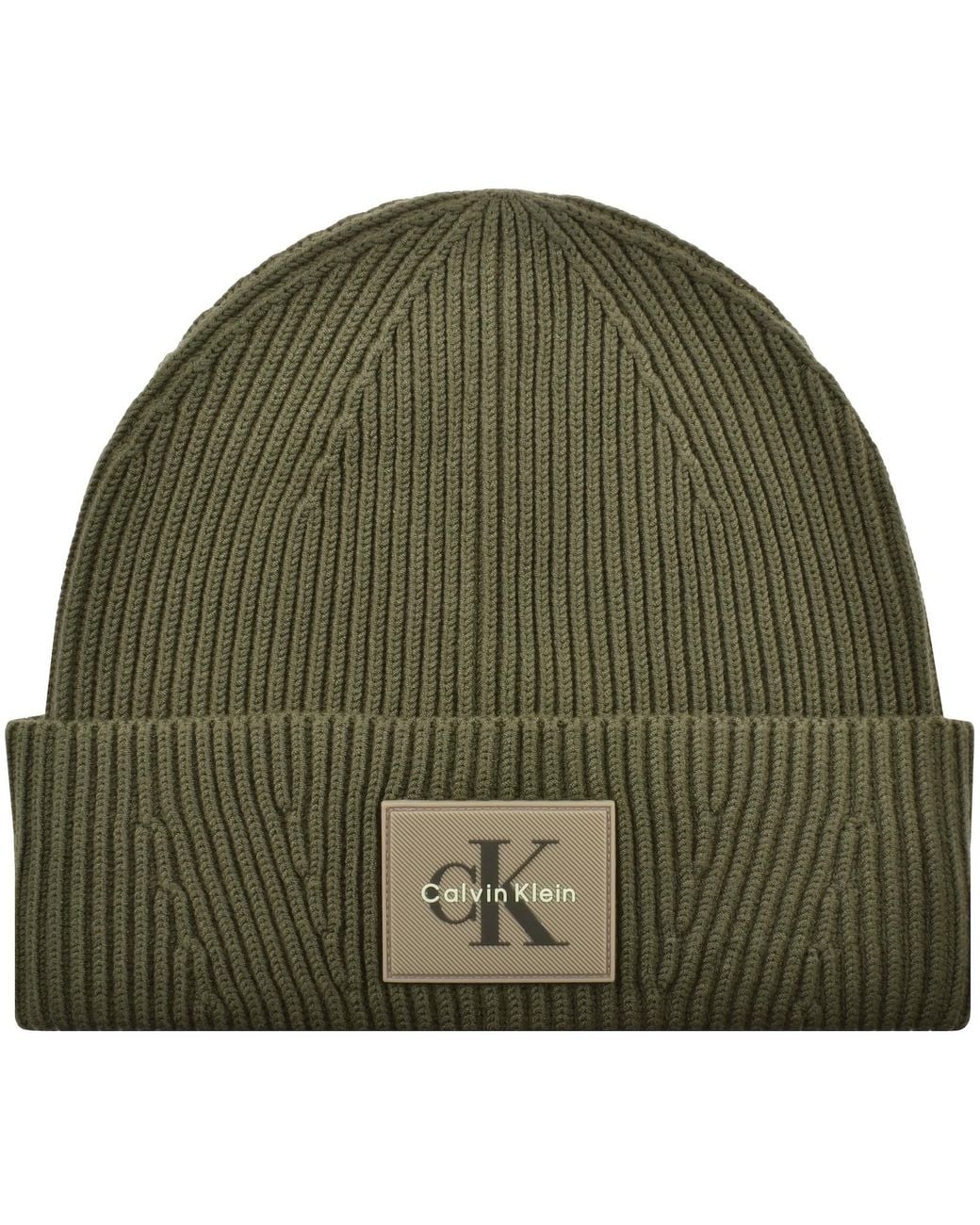 Vid Rib Calvin Klein Patch Rib Beanie in Green for Men | Lyst