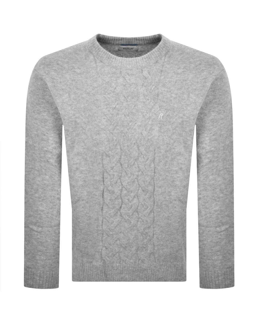 Replay Gray Crew Neck Knit Jumper for men