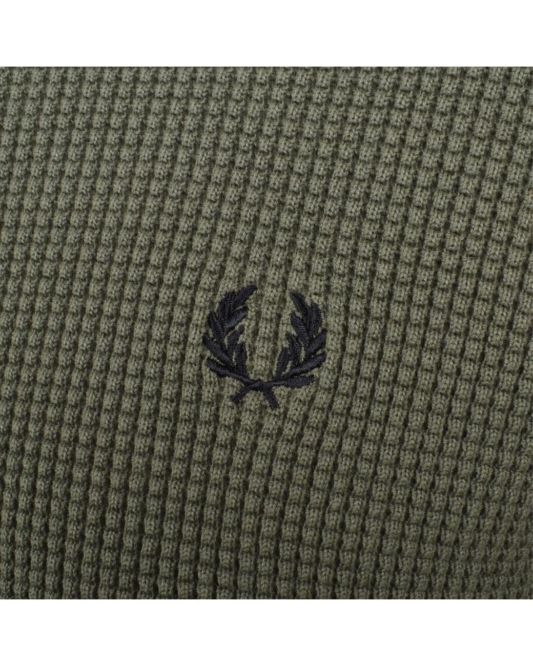 Fred Perry Green Waffle Stitch Knit Jumper for men