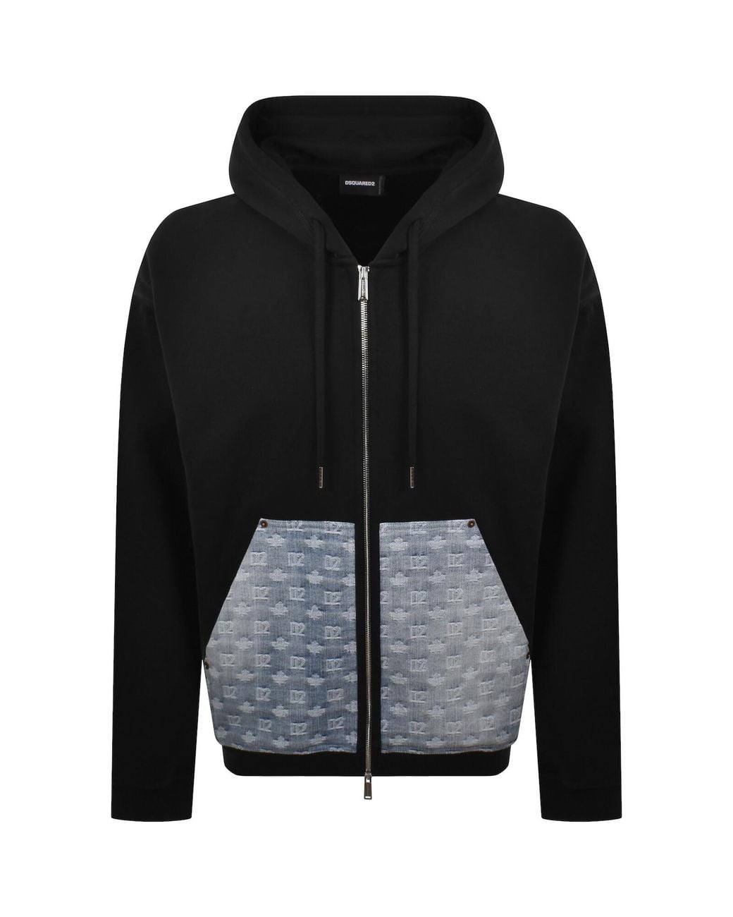 DSquared² Black Denim Mix Hoodie for men