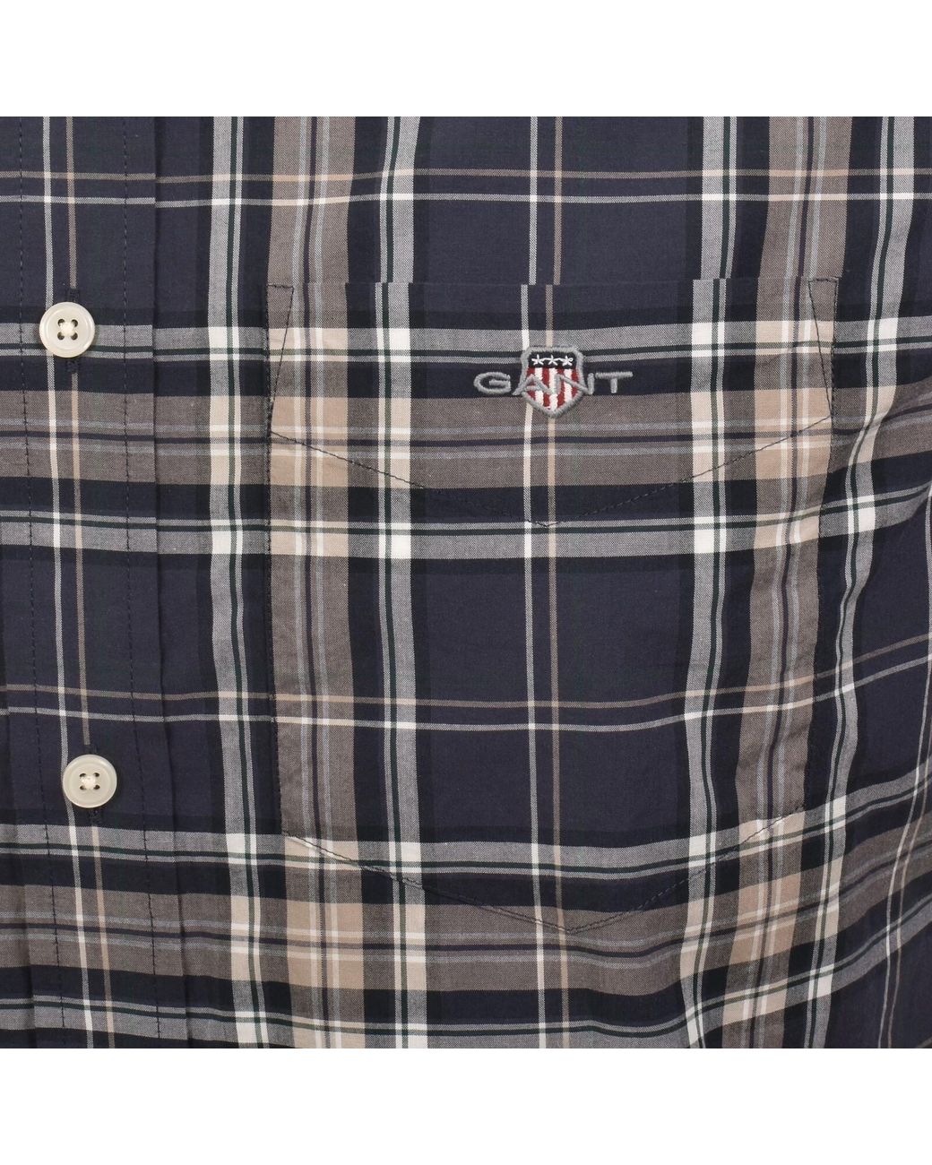Gant Blue Poplin Check Long Sleeved Shirt for men