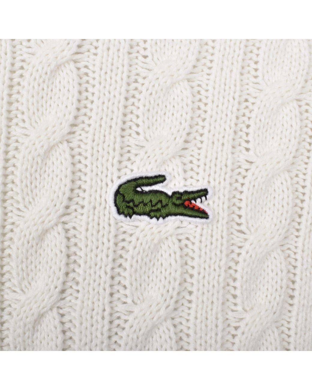 Lacoste White Cable Knit Jumper for men