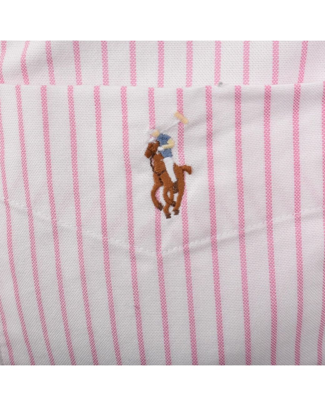 Ralph Lauren Pink Short Sleeve Stripe Shirt for men
