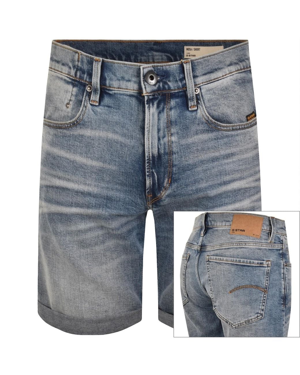 G-Star Blue G-Star Mosa Denim Shorts Light for men