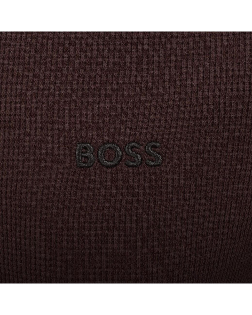 BOSS BUSINESS Black Boss Waffle T Shirt for men
