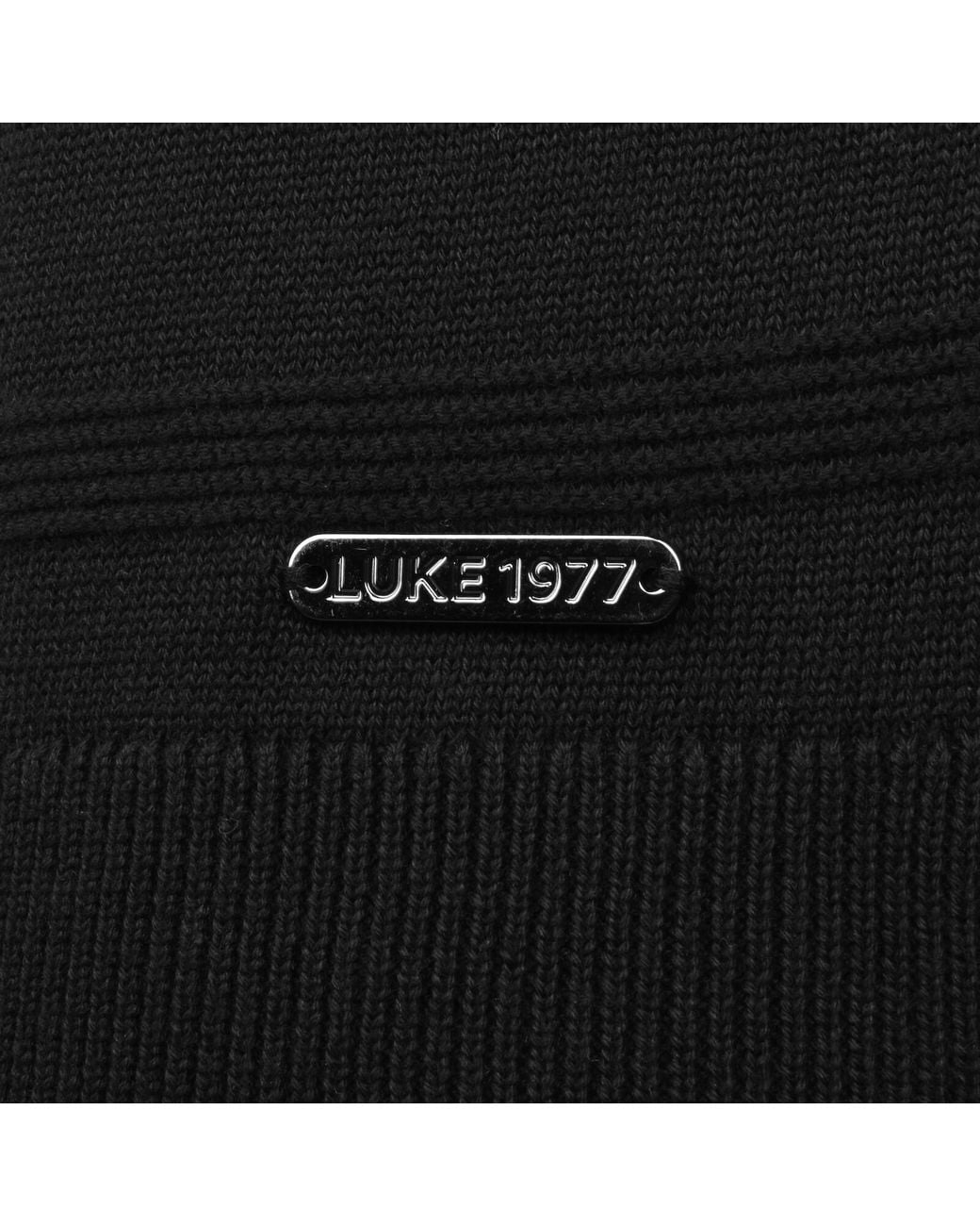 Luke 1977 Black Lerwick Tonal Knit T Shirt for men