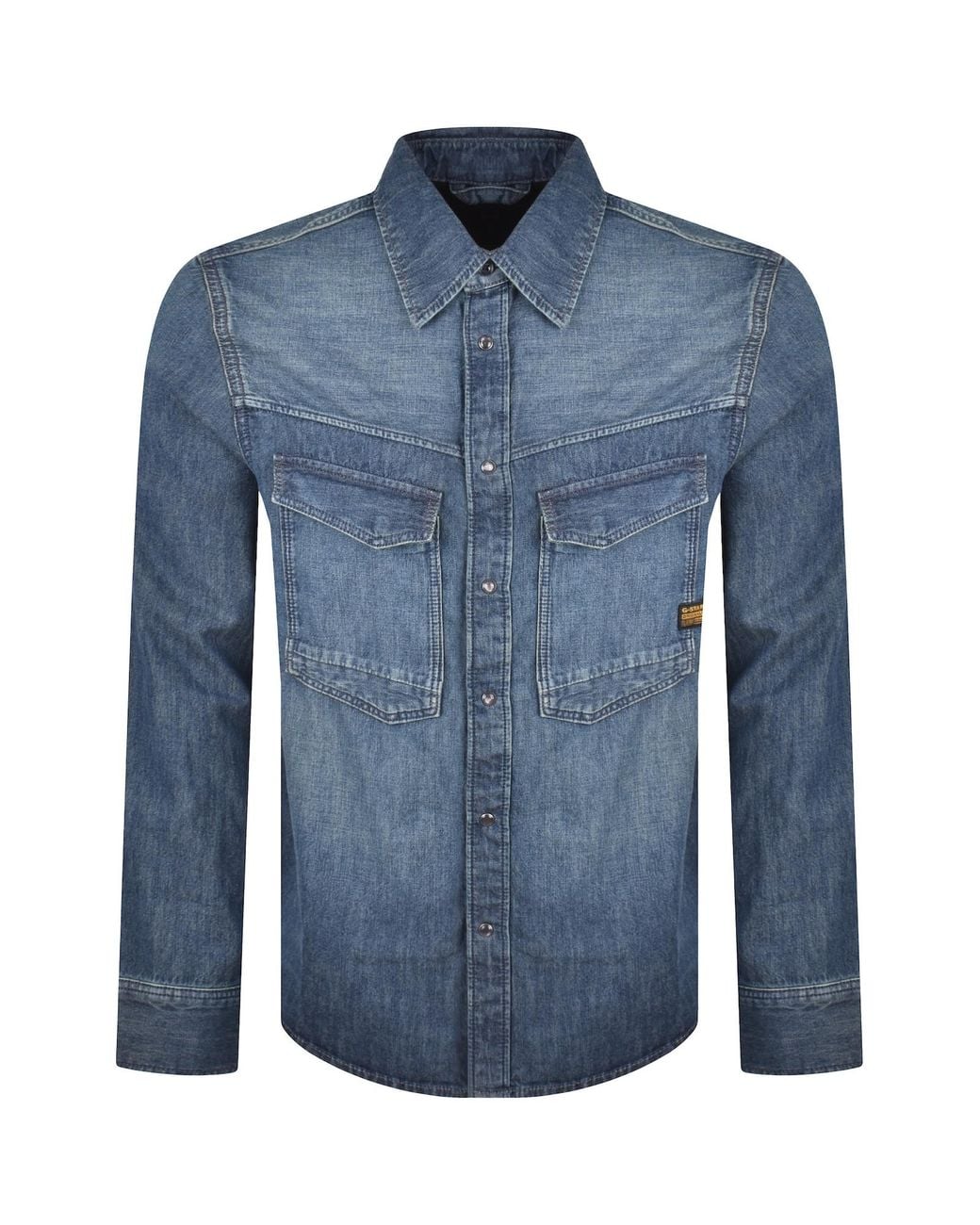 G-Star Blue Raw Dakota Regular Long Sleeved Shirt for men