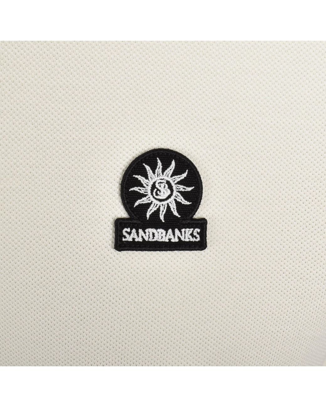 Sandbanks White Stripe Hem Polo T Shirt Ecru for men