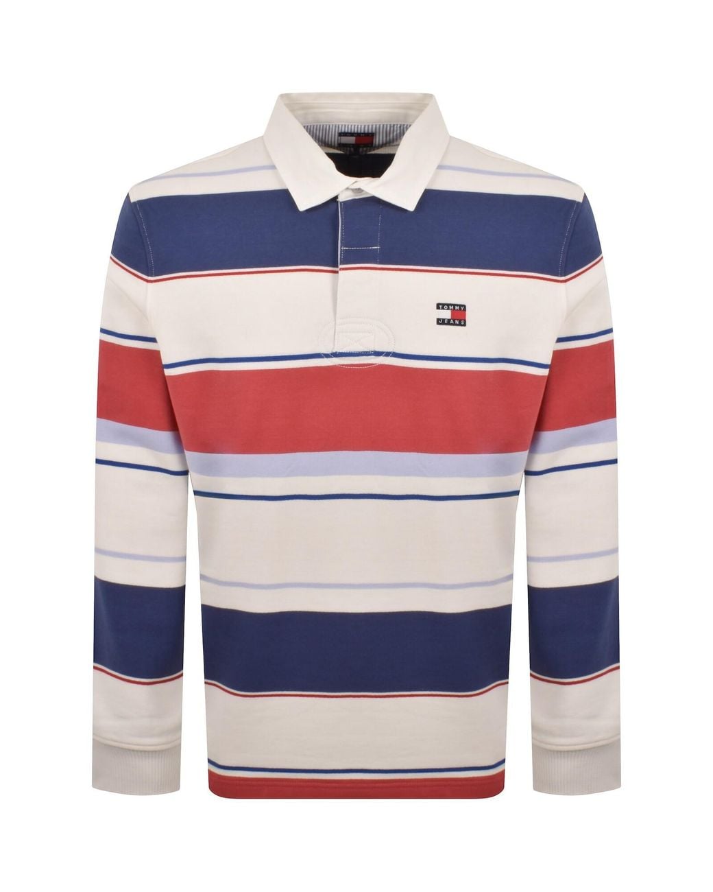 Tommy Hilfiger Blue Stripe Rugby Shirt Ecru for men